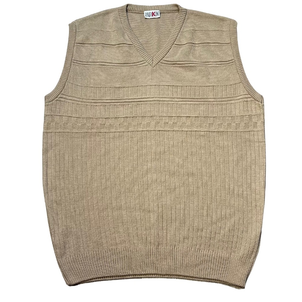 Vintage Knit Sweater Vest Tan Roger Kent